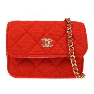 Chanel Red Wool Straight Flap Shoulder Bag NQ00111